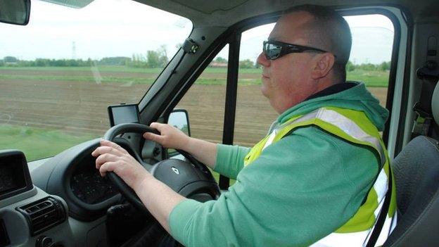 Alan Henning driving the ambulance