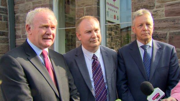 Martin McGuinness, Padraic Quirk and Peter Robinson