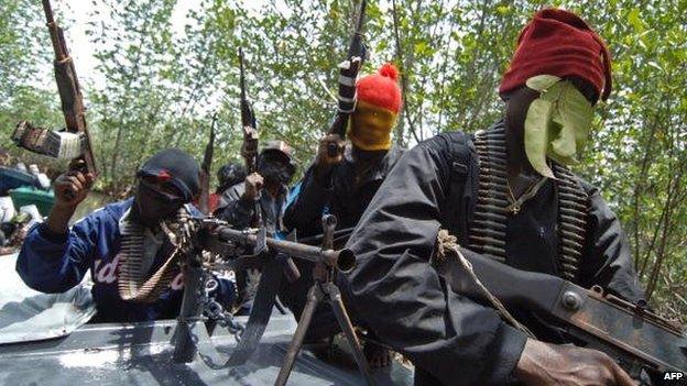 Niger Delta militants pictured in 2007 - Rivers state, Nigeria