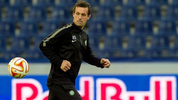 Celtic manager Ronny Deila trains his side in Austria ahead of their Europa League tie with FC Salzburg.