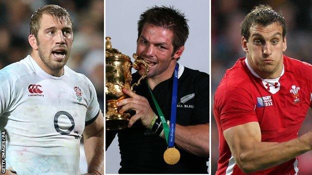 England's Chris Robshaw, New Zealand's Richie McCaw and Wlaes' Sam Warburton