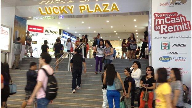 Picture of Lucky Plaza, a Filipino hub in Singapore