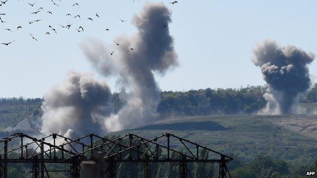 Shelling 50km east of Donetsk (18 Sept)