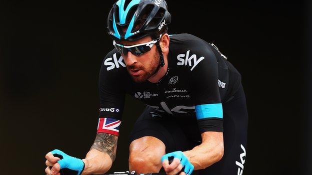 Sir Bradley Wiggins of Great Britain and Team SKY rides in the peloton on the final stage of the 2014 Tour of Britain, an 88km criterium around Whitehall.