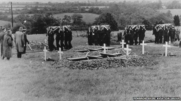 Funerals of four of the crew in Haverfordwest