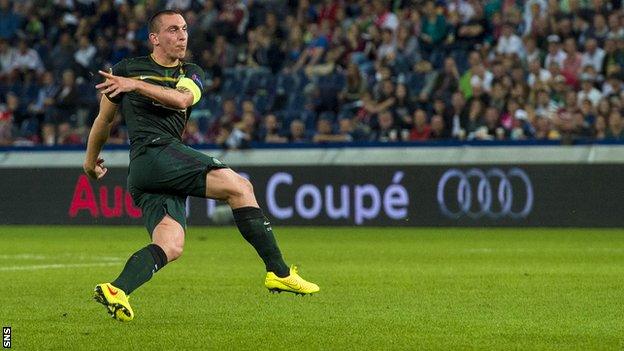 Scott Brown scores for Celtic against Red Bull Salzburg