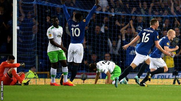 Everton Europa league win over Wolfsburg