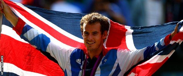 Andy Murray flies the Union Jack with his Olympic gold medal