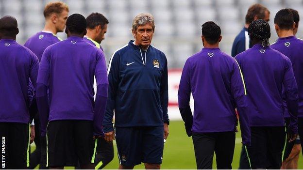 Manuel Pellegrini and his Manchester City squad