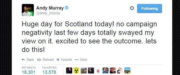 Andy Murray's eve of poll Tweet