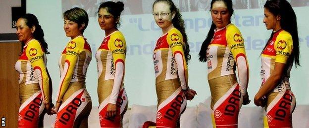 The Colombian cycling team at a news conference on Thursday