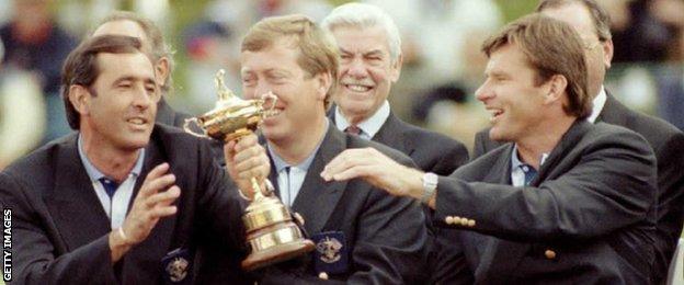 Seve Ballesteros, Howard Clark and Nick Faldo