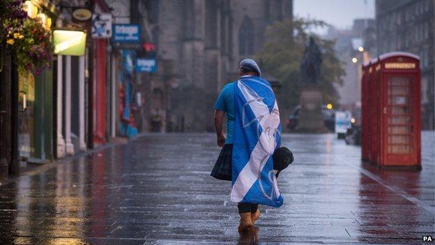 A dejected "Yes" supporter in Edinburgh