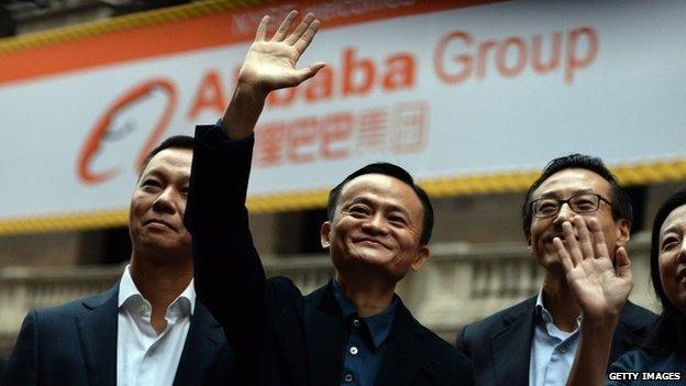 Alibaba chief executive Jack Ma arriving at New York stock exchange