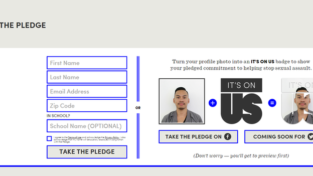 "It's on Us" pledge screenshot