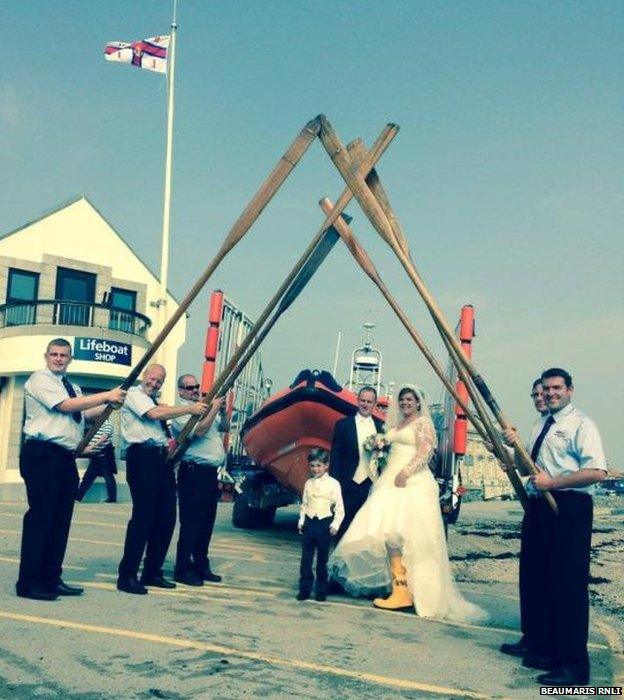 Leighton Jones, Kerry Kirkham and the Beaumaris lifeboat crew