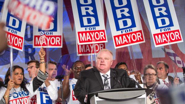 Rob Ford at an election rally in April