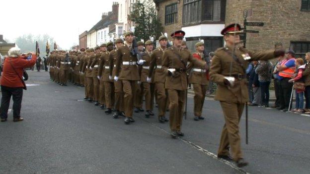 Soldiers marching