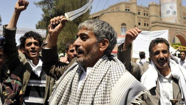 Houthi supporters in Sanaa, 20 September 2014