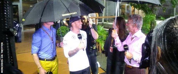 BBC Team interviewing Lewis Hamilton