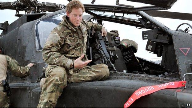 Prince Harry in helicopter in Afghanistan