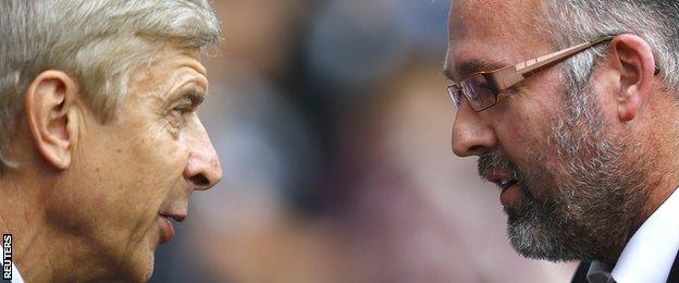 Arsenal manager Arsene Wenger (left) and Aston Villa counterpart Paul Lambert