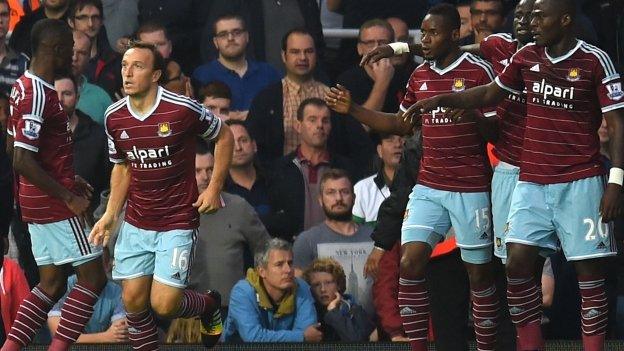 West Ham celebrate their second goal