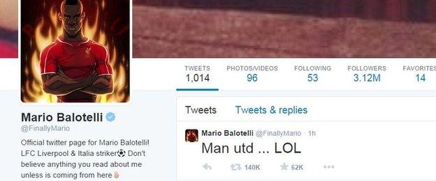 Mario Balotelli's Twitter account