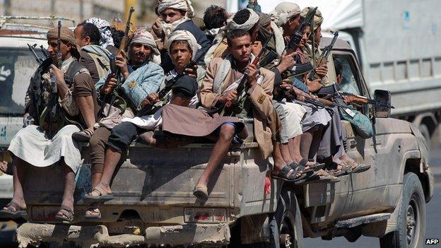 Houthi fighters in Sanaa, 21 September 2014