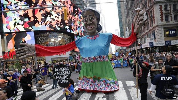 Mother Earth float making its way down 42nd Street, New York