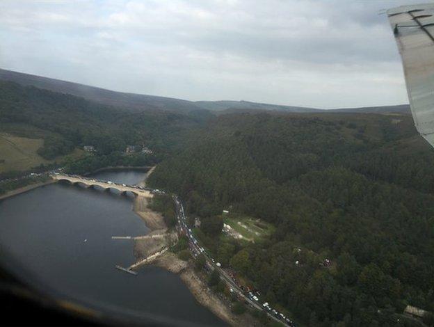 View from Vera as she flew over Peak District