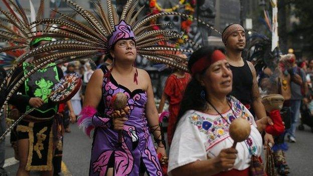 Marchers at climate change demonstration in New York