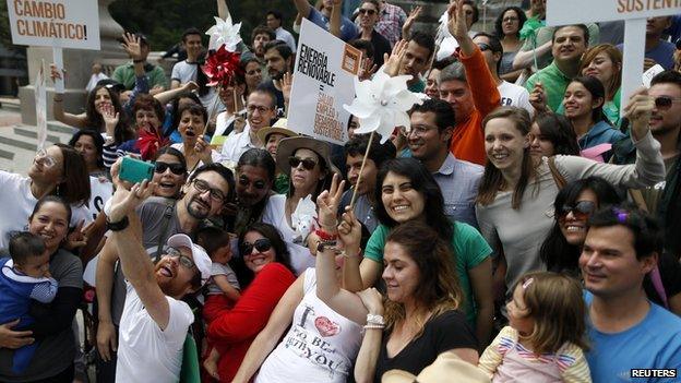 Marchers in Mexico City