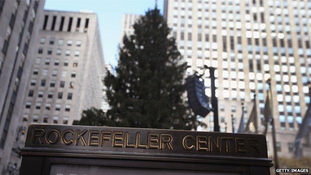 The Christmas tree at Rockefeller Center awaits lighting on 28 November 2012 in New York City.