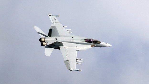 An F-22 Fighter plane takes off at an airshow in the UK - 20 July 2010