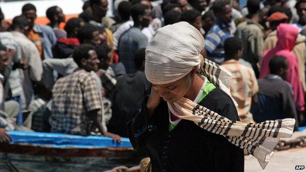 Eritrea migrants arriving on the Italian island of Lampedusa