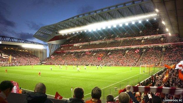 Artist's impression of the new Anfield stadium