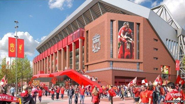 Artist's impression of the new Anfield stadium