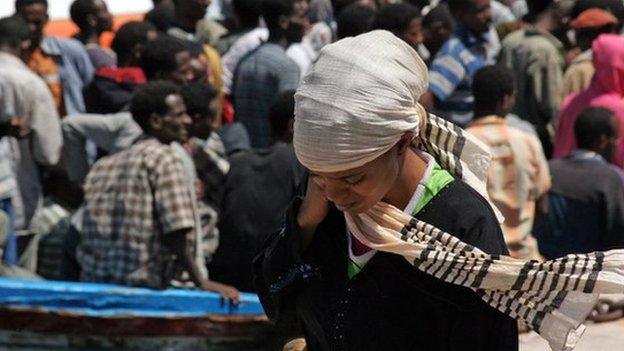 Eritrea migrants arriving on the Italian island of Lampedusa