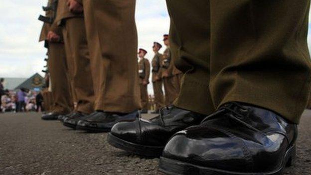 teenage soldiers on parade