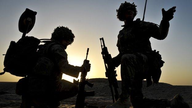 Silhouette of soldiers