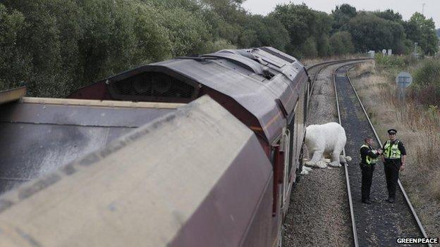 Police next to the train