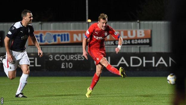 Dean Shiels scores for Rangers against Falkirk