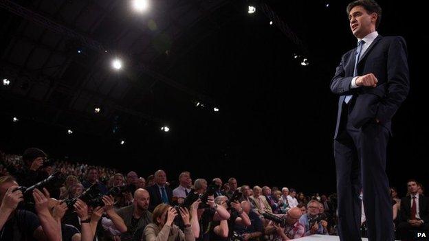 Ed Miliband giving his speech to conference