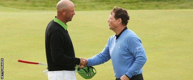 Tom Watson (right) and Stewart Cink