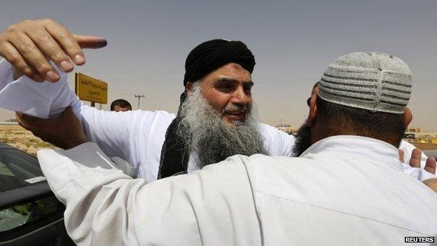 Abu Qatada after being released from prison