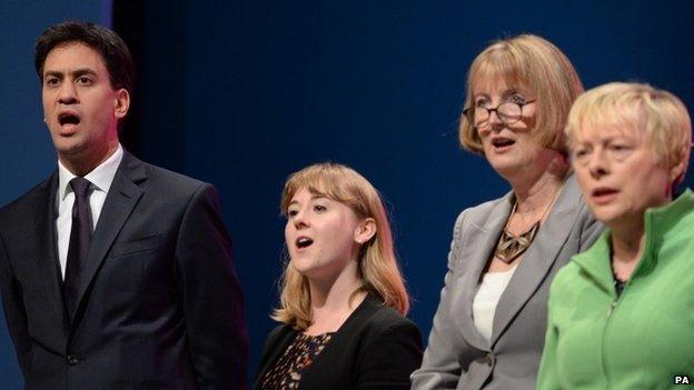 Ed Miliband, Harriet Harman and others singing the Red Flag