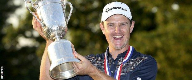 Justin Rose poses with the 2013 US Open trophy