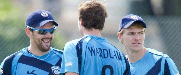 Scotland's cricketers celebrating