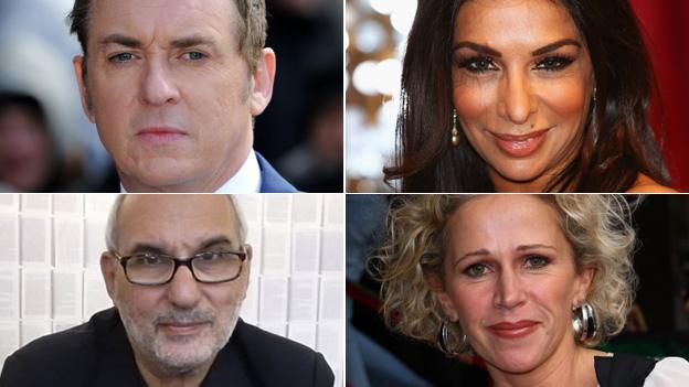 Clockwise from top left: Shane Richie, Shobna Gulati, Lucy Benjamin and Alan Yentob